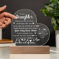 To My Daughter | Acrylic Heart | White Letters | Plaque or Night Light | Flower