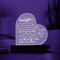 To My Daughter | Acrylic Heart | White Letters | Plaque or Night Light | Flower