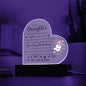 To My Daughter | Acrylic Heart | Plaque or Night Light | Black Lettering | Flower 1