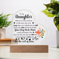 To My Daughter | Acrylic Heart | Plaque or Night Light | Black Lettering | Flower 2