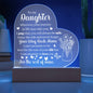 To My Daughter | Acrylic Heart | Plaque or Night Light | White Letters | Flower 2