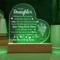 To My Daughter | Acrylic Heart | Plaque or Night Light | White Letters | Flower 2