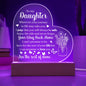 To My Daughter | Acrylic Heart | Plaque or Night Light | White Letters | Flower 2