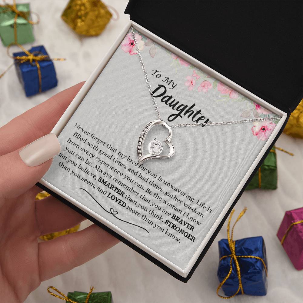 To My Daughter | Braver | Smarter | Stronger | Love | Forever Love Necklace