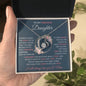 To My Precious Daughter | Pink Flowers/Blue Background | Love Mom | Forever Love Necklace