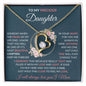 To My Precious Daughter | Pink Flowers/Blue Background | Love Mom | Forever Love Necklace