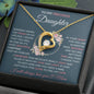 To My Precious Daughter | Pink Flowers/Blue Background | Love Mom | Forever Love Necklace