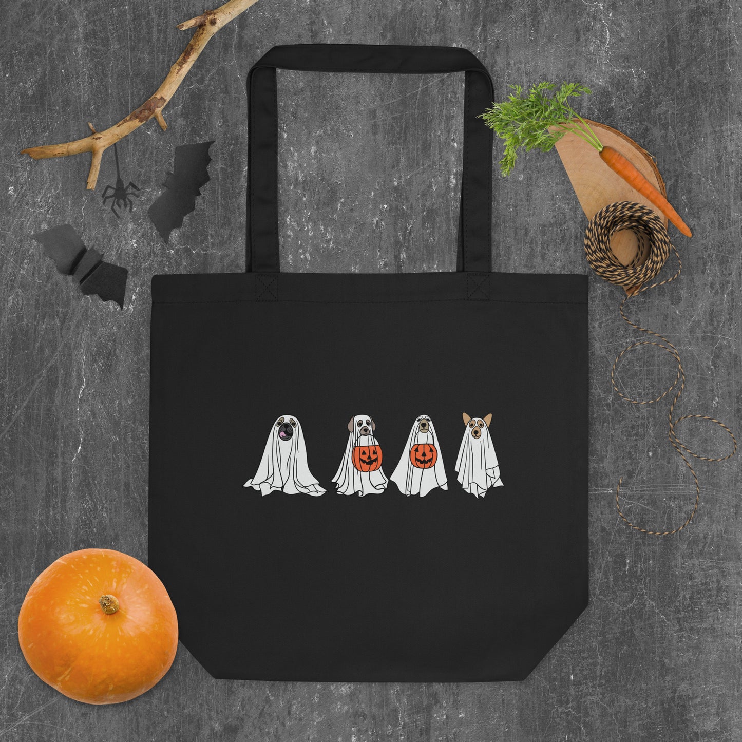 Spooky Dogs with Pumpkins | Eco Tote Bag
