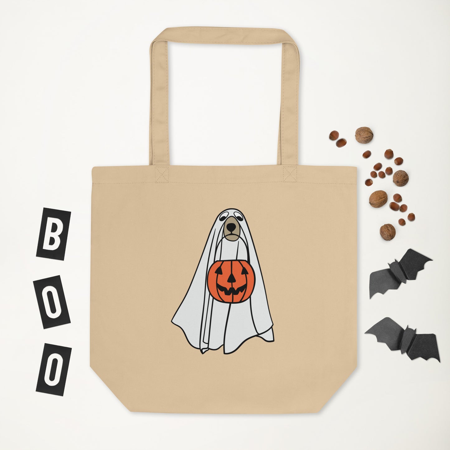 Single Spooky Dog with Pumpkin | Eco Tote Bag