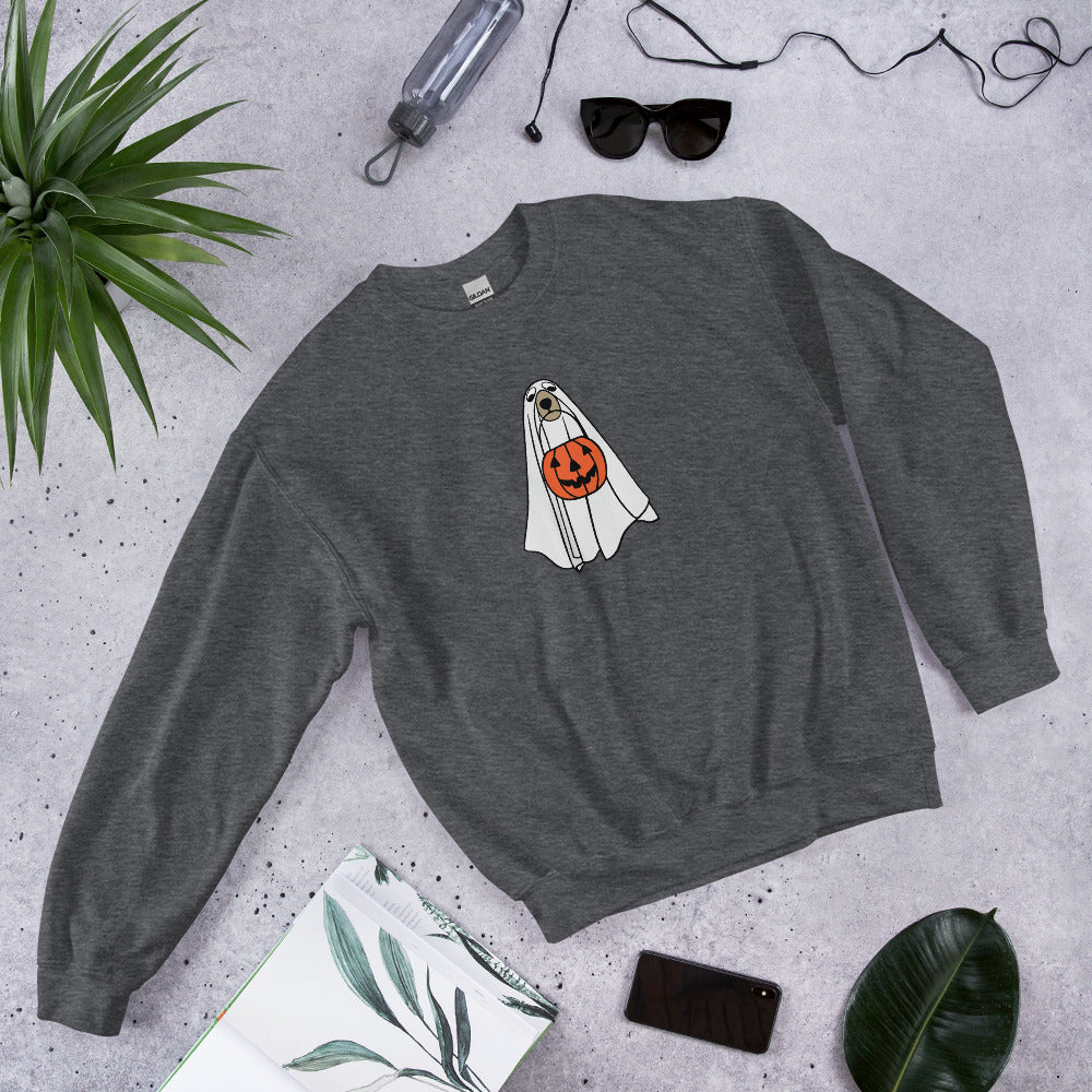 Spooky Dog Single with Pumpkin | Unisex Sweatshirt