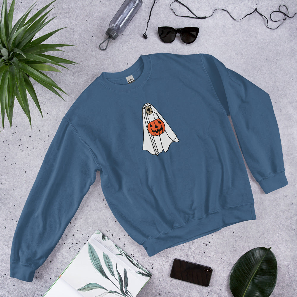 Spooky Dog Single with Pumpkin | Unisex Sweatshirt