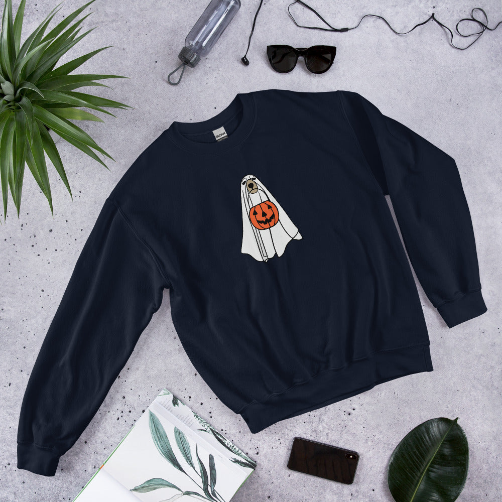 Spooky Dog Single with Pumpkin | Unisex Sweatshirt