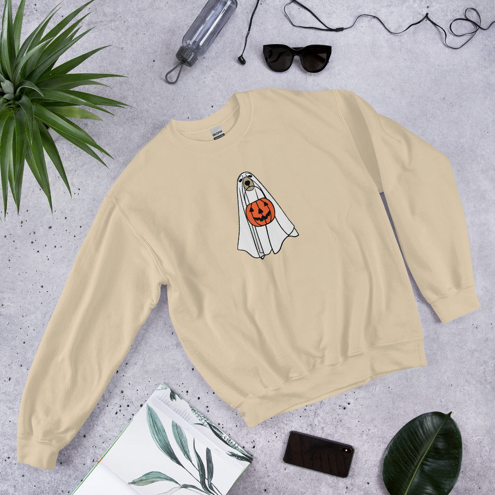 Spooky Dog Single with Pumpkin | Unisex Sweatshirt
