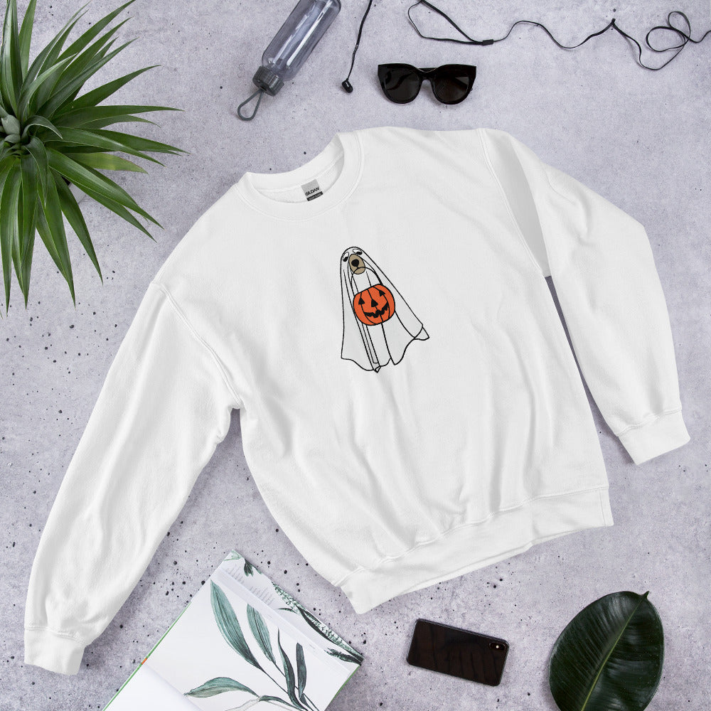 Spooky Dog Single with Pumpkin | Unisex Sweatshirt