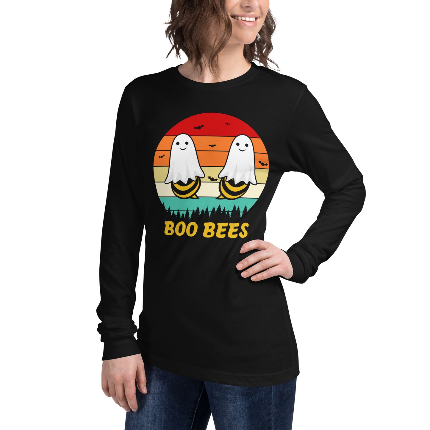 Retro Boo Bees | Halloween | Unisex Long Sleeve Tee