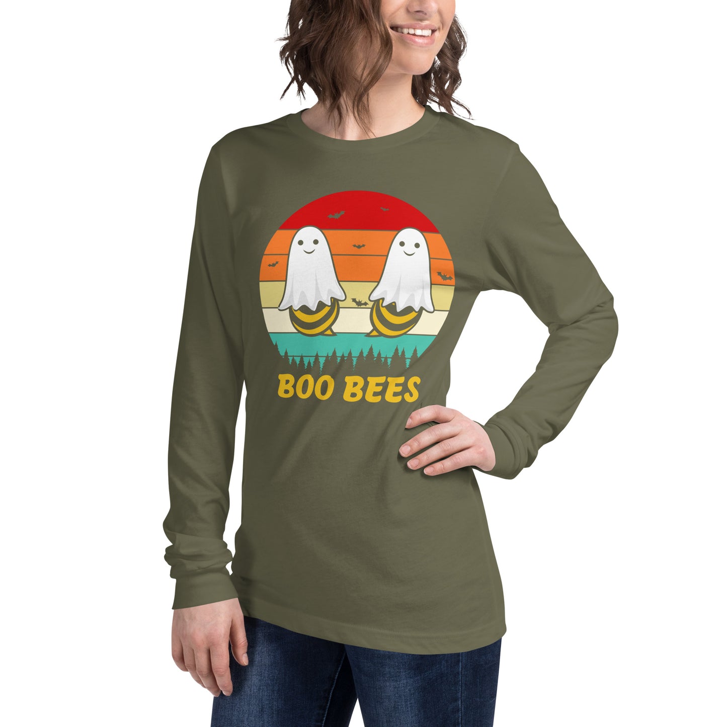 Retro Boo Bees | Halloween | Unisex Long Sleeve Tee