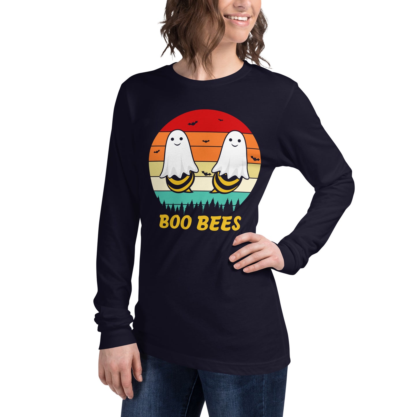 Retro Boo Bees | Halloween | Unisex Long Sleeve Tee