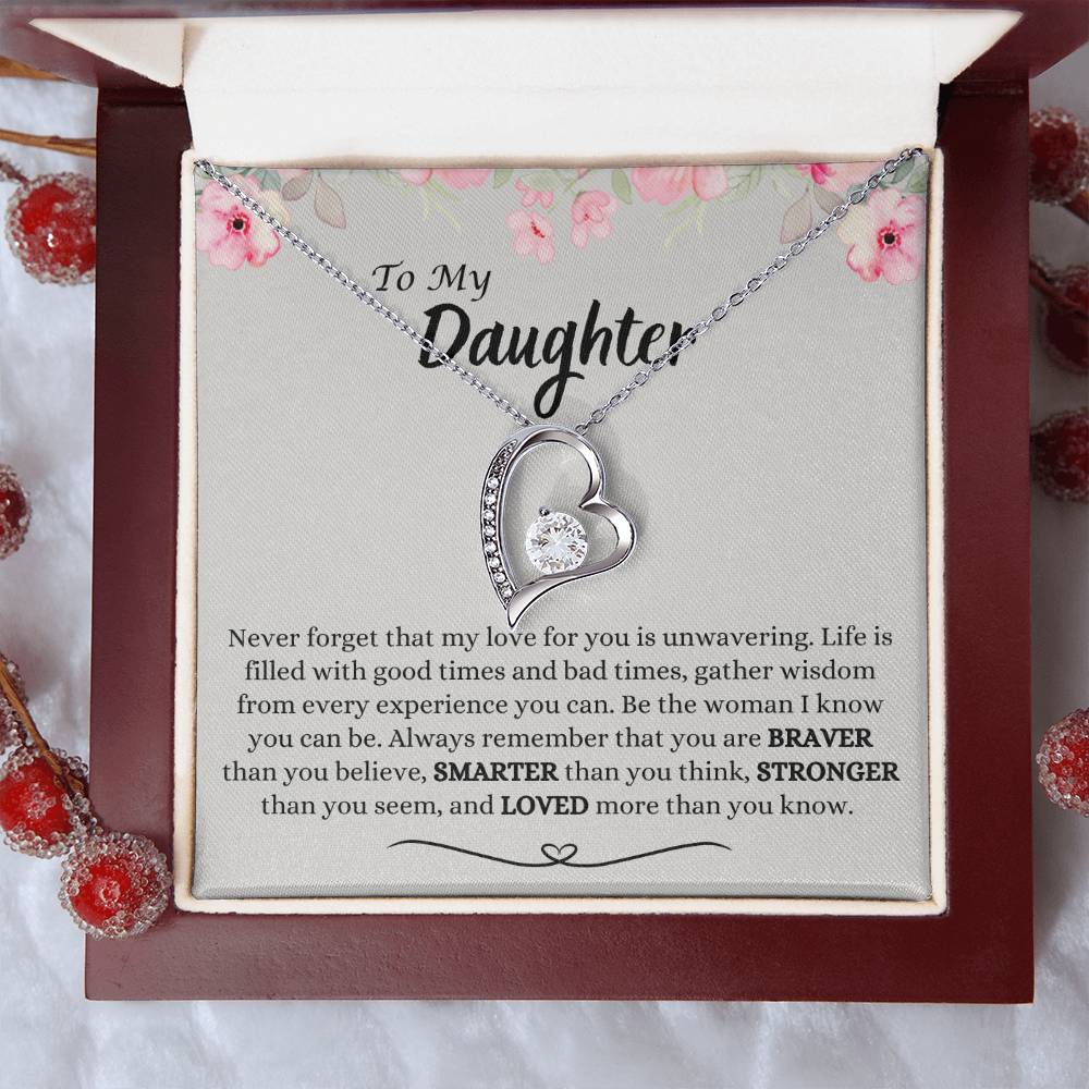 To My Daughter | Braver | Smarter | Stronger | Love | Forever Love Necklace