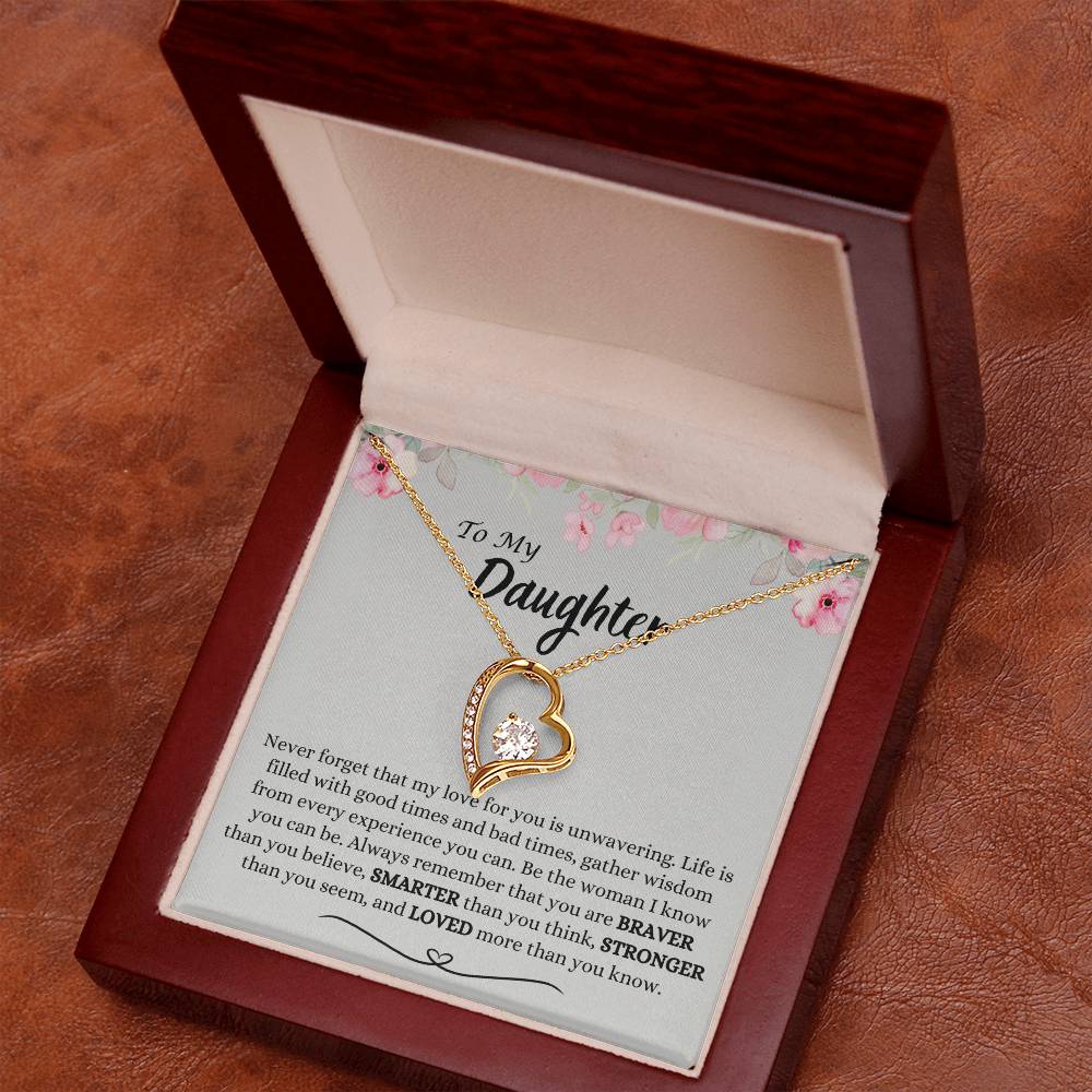 To My Daughter | Braver | Smarter | Stronger | Love | Forever Love Necklace