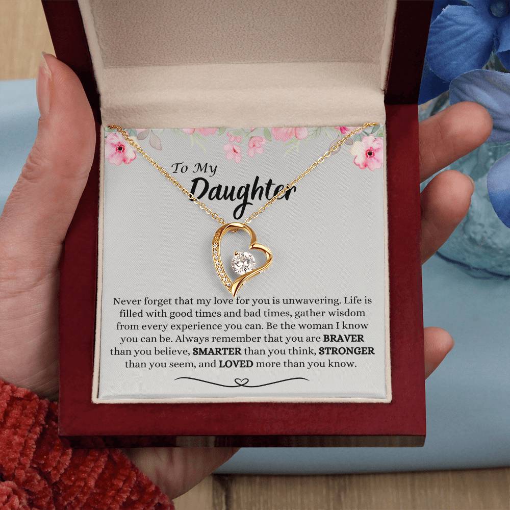 To My Daughter | Braver | Smarter | Stronger | Love | Forever Love Necklace