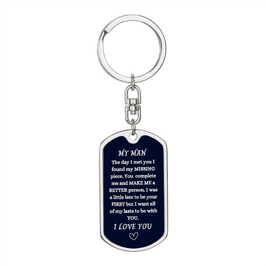 My Man | I Love You | One Heart | Customizable Key Chain