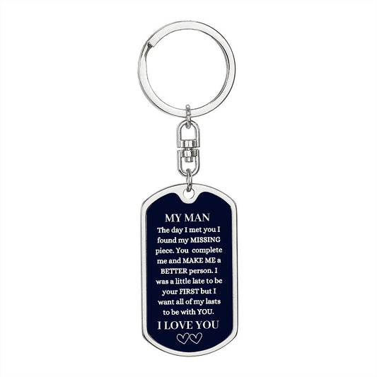 My Man | I Love You | Two Hearts | Customizable Key Chain