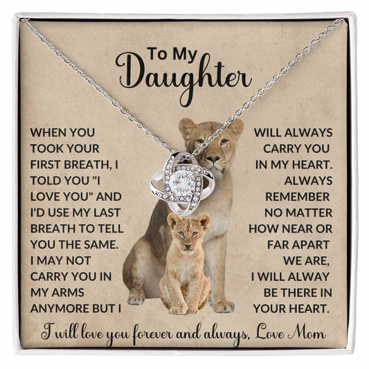 To My Daughter |I Love You Forever And Always | Love Mom l | Love Knot Necklace