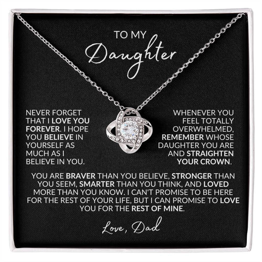 To My Daughter  | Love Dad | Black Background | Love Knot Necklace