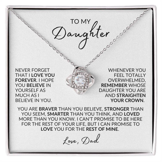 To My Daughter | Love Dad | White Background | Love Knot Necklace