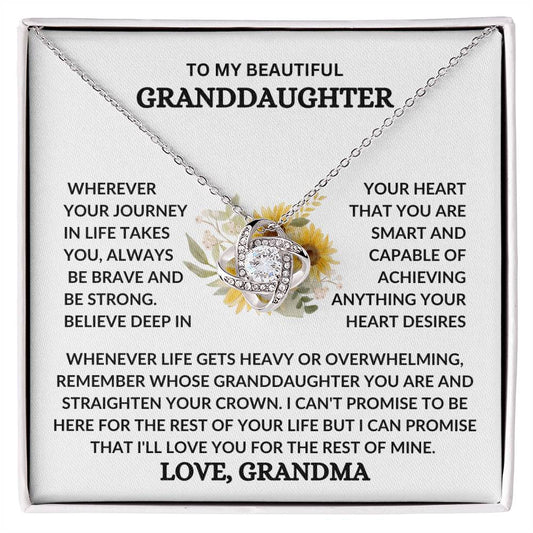 To My Beautiful Granddaughter | Love Grandma | Love Knot Necklace