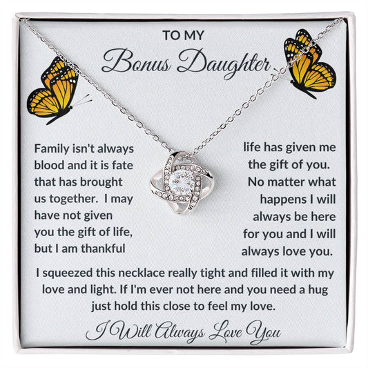 To My Bonus Daughter | Butterflies | Love Knot Necklace