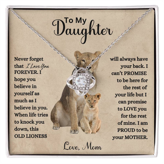 To My Daughter | I Love You | This Old Lioness | Love Knot Necklace