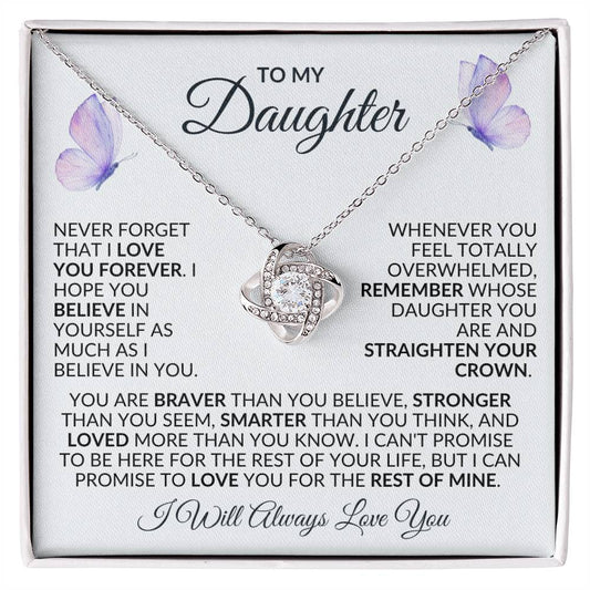 To My Daughter | Purple Butterfly | Love Knot Necklace