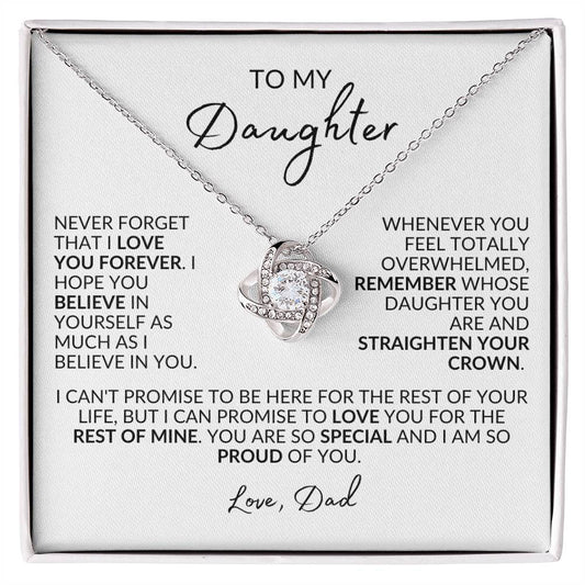 To My Daughter | Love Dad | White Background | Love Knot Necklace