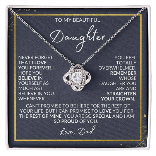 To My Beautiful Daughter | Love Dad | Grey Background/Gold Elements | Love Know Necklace