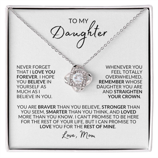 To My Daughter | White Background | Love Knot Necklace