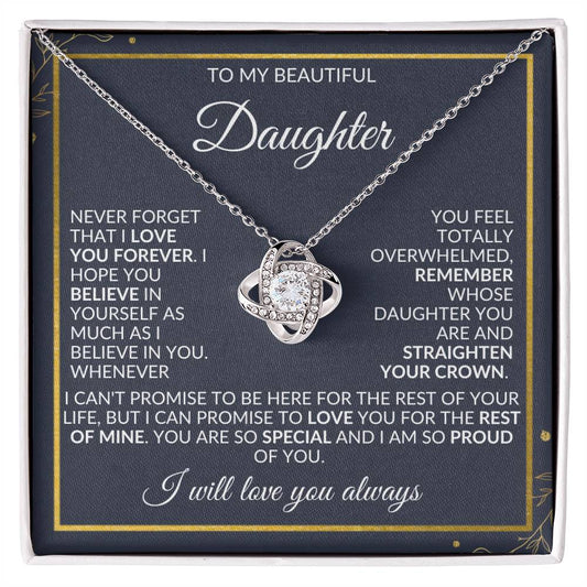 To My Beautiful Daughter | Love Always | Grey Background/Gold Elements | Love Know Necklace