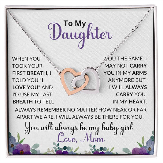 To My Daughter | When You Took Your First Breath | Purple Flowers | Interlocking Hearts