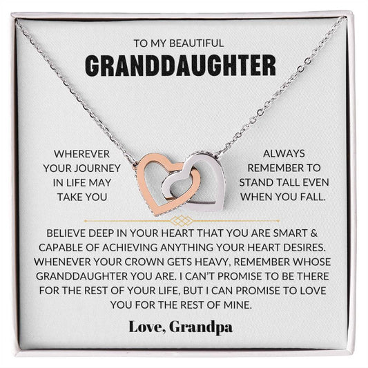 To My Beautiful Granddaughter | Personalized signature | Interlocking Hearts