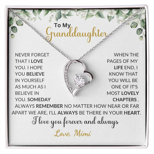 To My Granddaughter | Customizable From Mimi/Nana/Grandma | Green Flowers Across | Forever Love Necklace