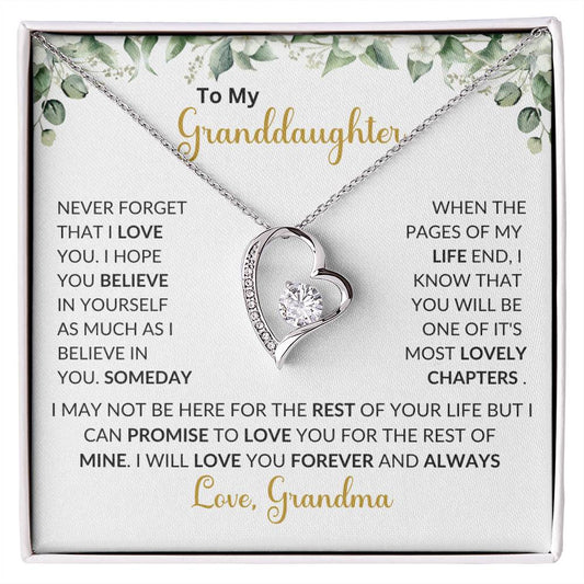 To My Granddaughter | I Will Love You Forever & Always | Forever Love Necklace