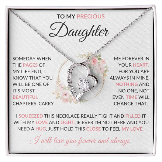 To My Precious Daughter | Pink Flowers | I Will Love You Forever | Forever Love Necklace