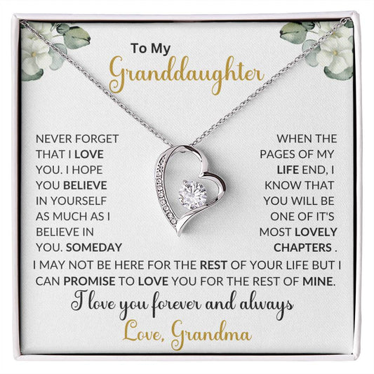 To My Granddaughter | I Will Love You Forever & Always | Forever Love Necklace