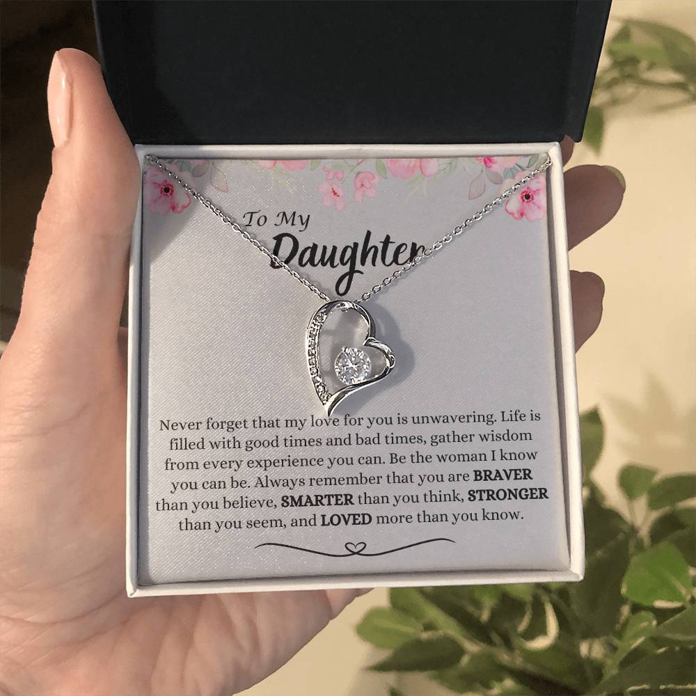 To My Daughter | Braver | Smarter | Stronger | Love | Forever Love Necklace