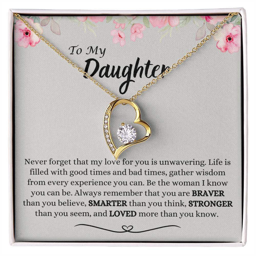 To My Daughter | Braver | Smarter | Stronger | Love | Forever Love Necklace