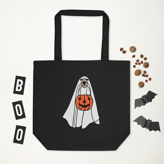 Single Spooky Dog with Pumpkin | Eco Tote Bag