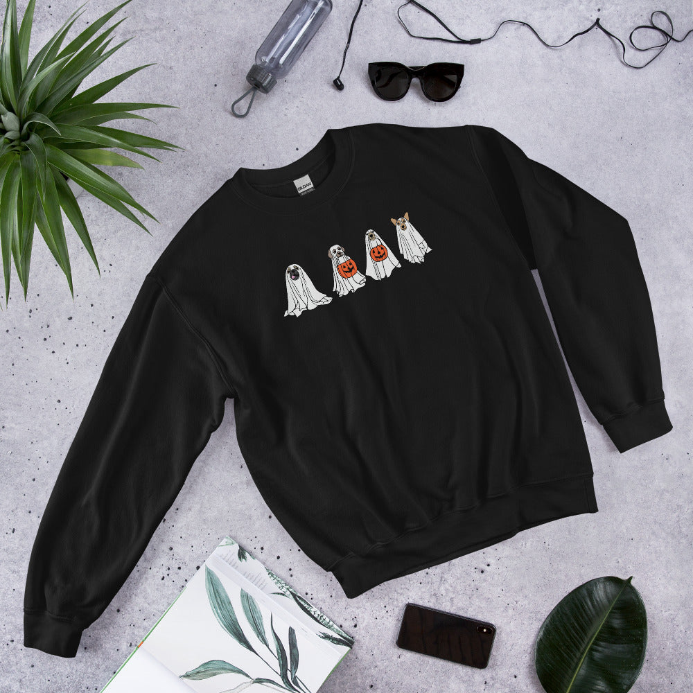 Spooky Dogs with Pumpkins | Halloween | Unisex Sweatshirt