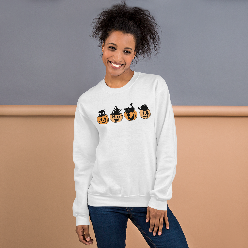 Black Kitty & Pumpkin | Halloween | Unisex Sweatshirt